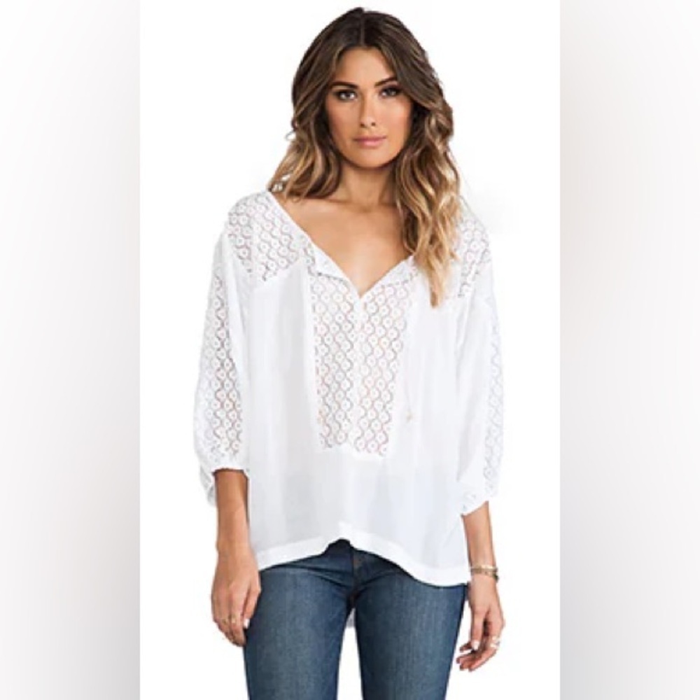3/$30 ☀️ Free People Moon River Easy Lace Top in White